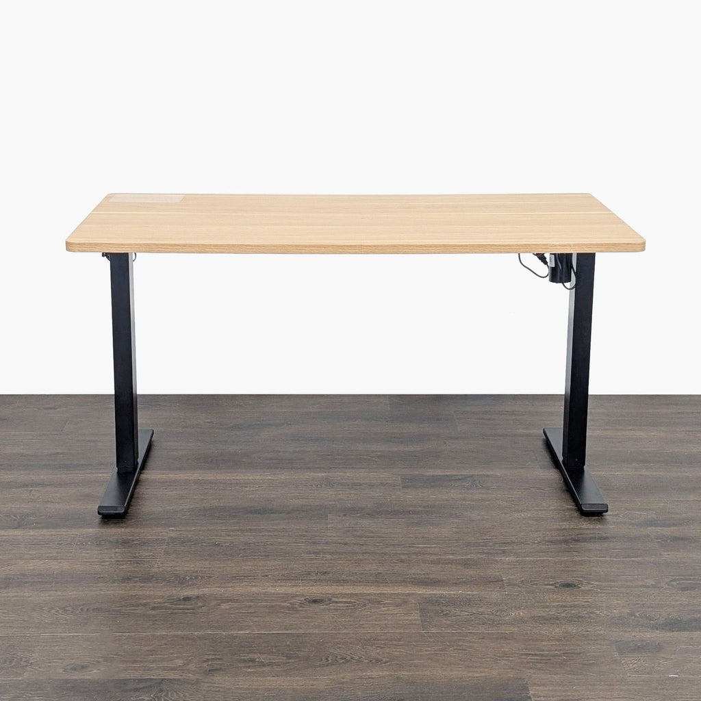 Flexispot Electric Height Adjustable Sit-Stand Desk, Black Frame, Wood Laminate Top