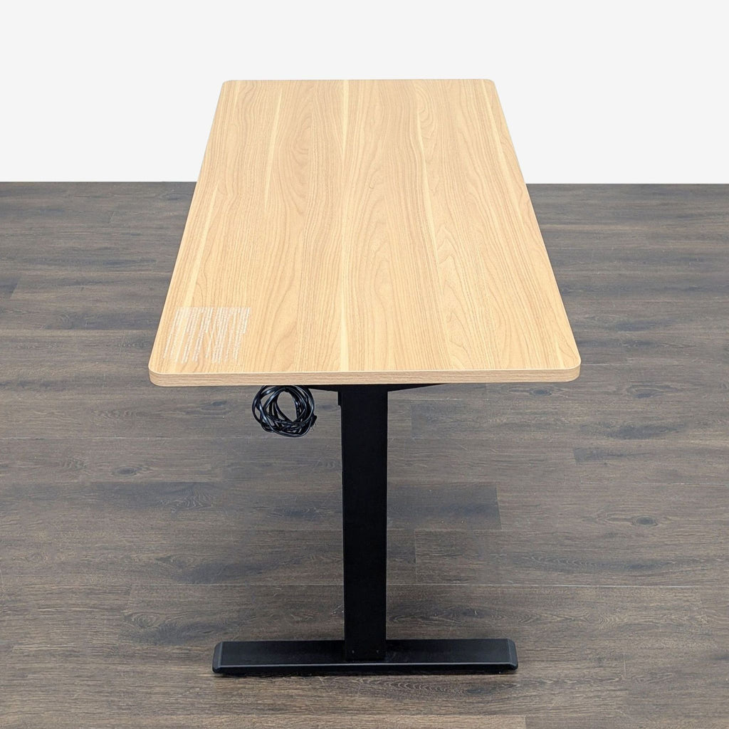 Flexispot Electric Height Adjustable Sit-Stand Desk, Black Frame, Wood Laminate Top