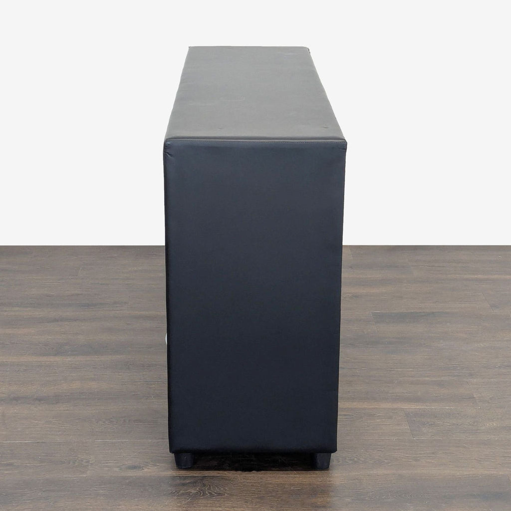 Modern Black 6-Drawer Dresser with Faux Leather Finish