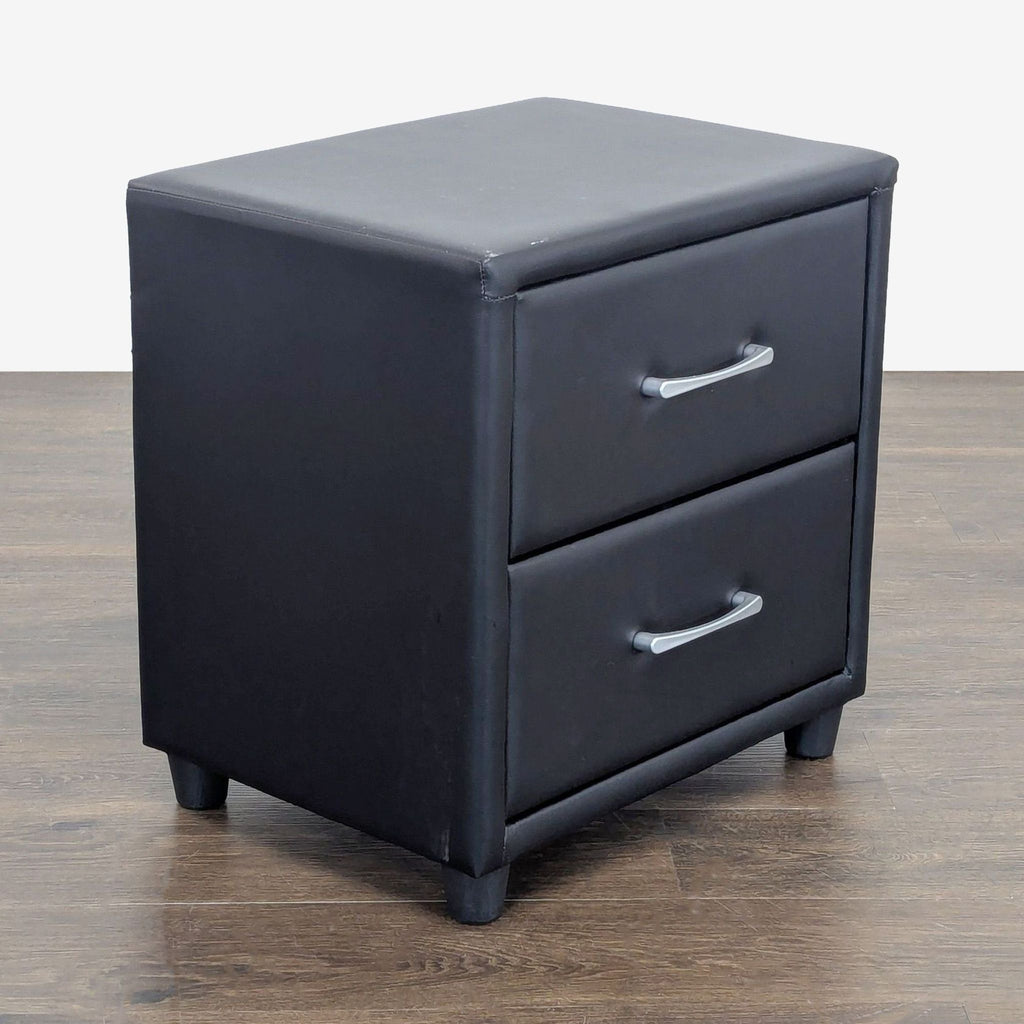 Zenon Two Drawer Nightstand in Faux Leather