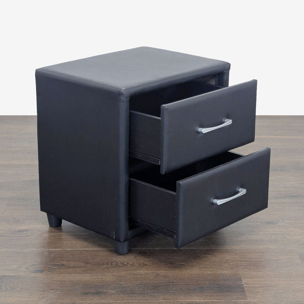 Zenon Two Drawer Nightstand in Faux Leather