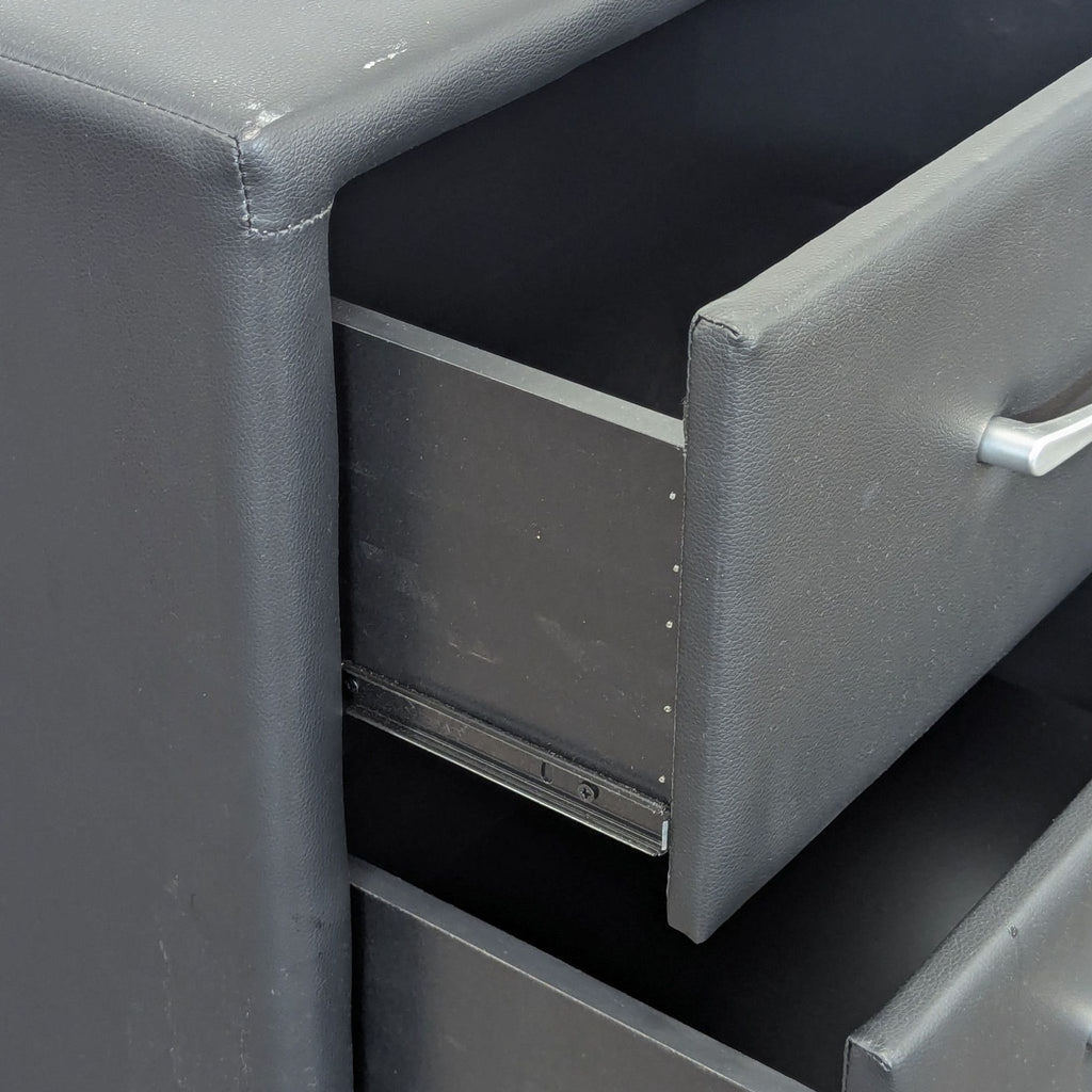 Zenon Two Drawer Nightstand in Faux Leather