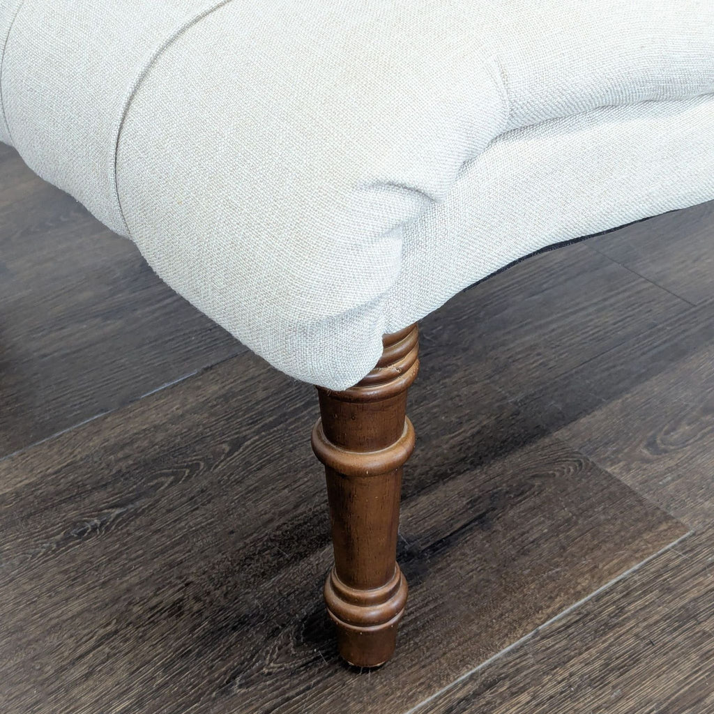 Beige Tufted Armless Lounge Chair with Wooden Legs