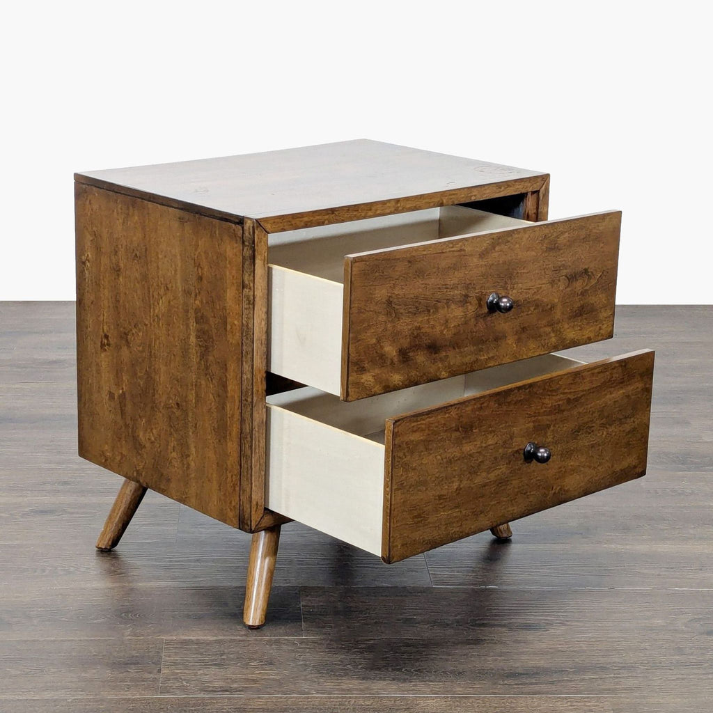 2. Master Craft end table in a dark finish, featuring clean lines and a minimalist storage shelf beneath.  