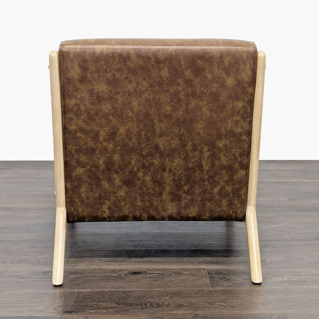 Target Esters Mid-Century Modern Lounge Chair with Faux Leather Seat and Wooden Frame