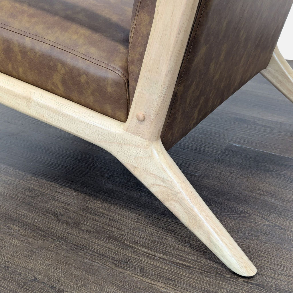 Target Esters Mid-Century Modern Lounge Chair with Faux Leather Seat and Wooden Frame