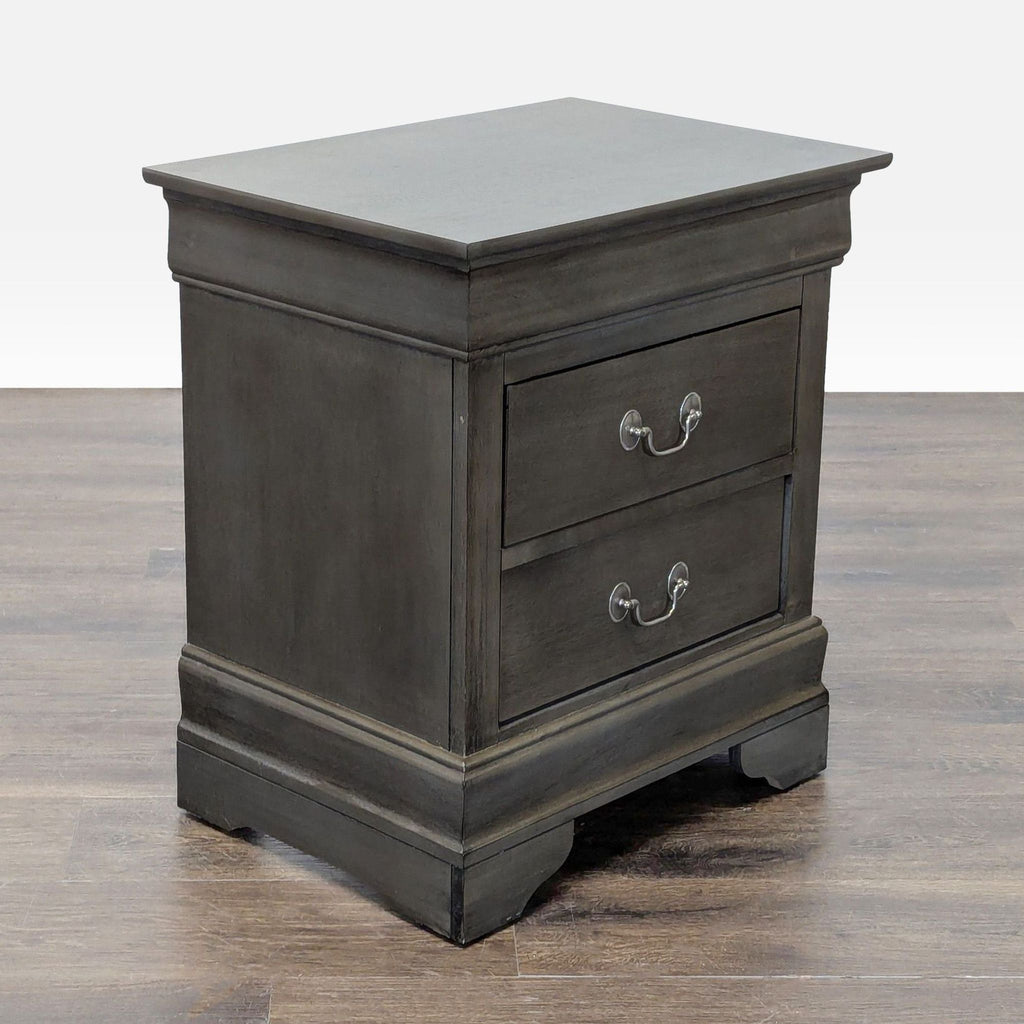 Two Drawer Wood Nightstand