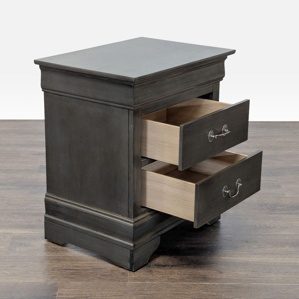 Two Drawer Wood Nightstand