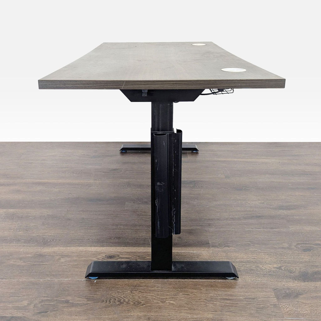 Electric Adjustable Standing Desk with Modern Wood Finish and Cable Management