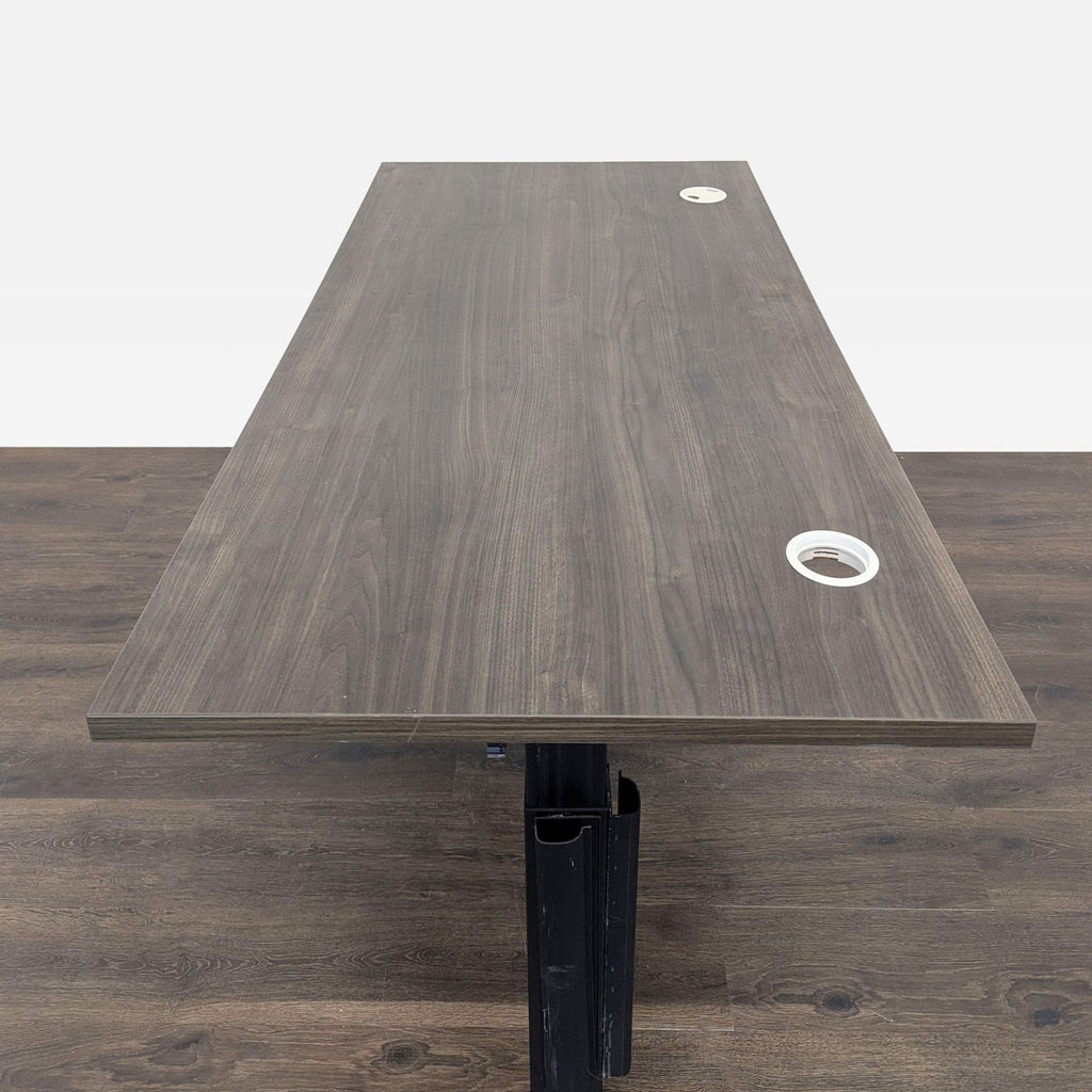 Electric Adjustable Standing Desk with Modern Wood Finish and Cable Management