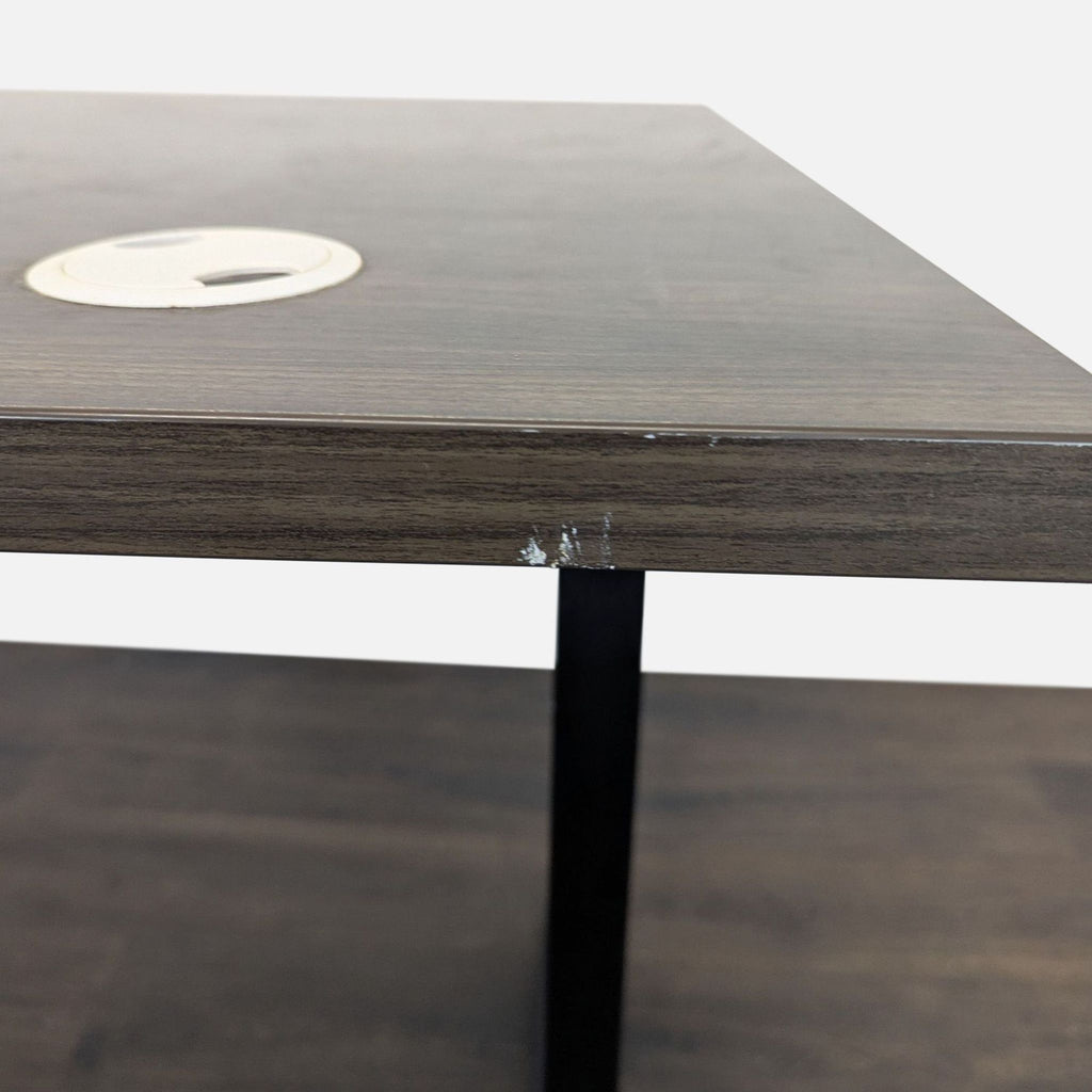 Electric Adjustable Standing Desk with Modern Wood Finish and Cable Management