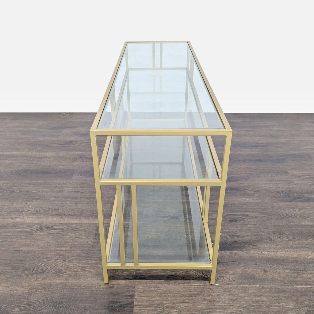 Metal and Glass Three Shelf Media Console