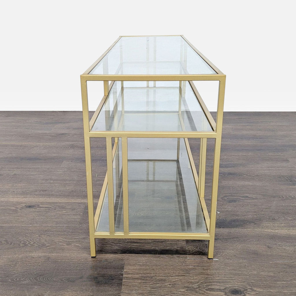 Metal and Glass Three Shelf Media Console