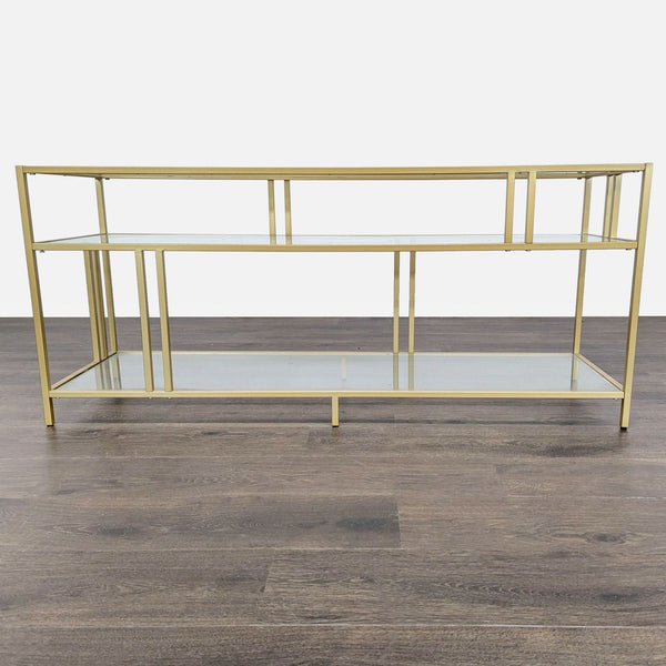 Metal and Glass Three Shelf Media Console