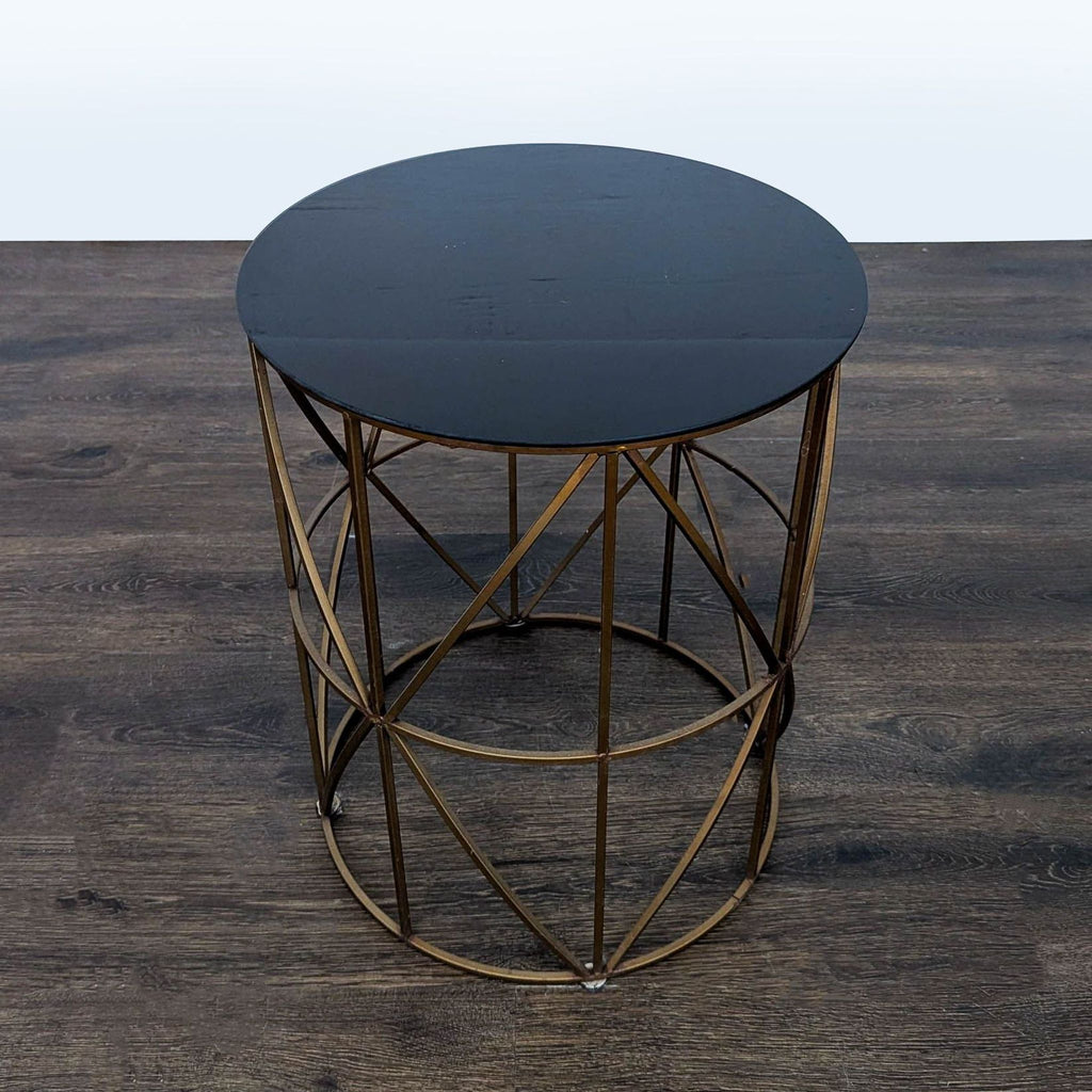 Gold Finish Round Metal Accent Table