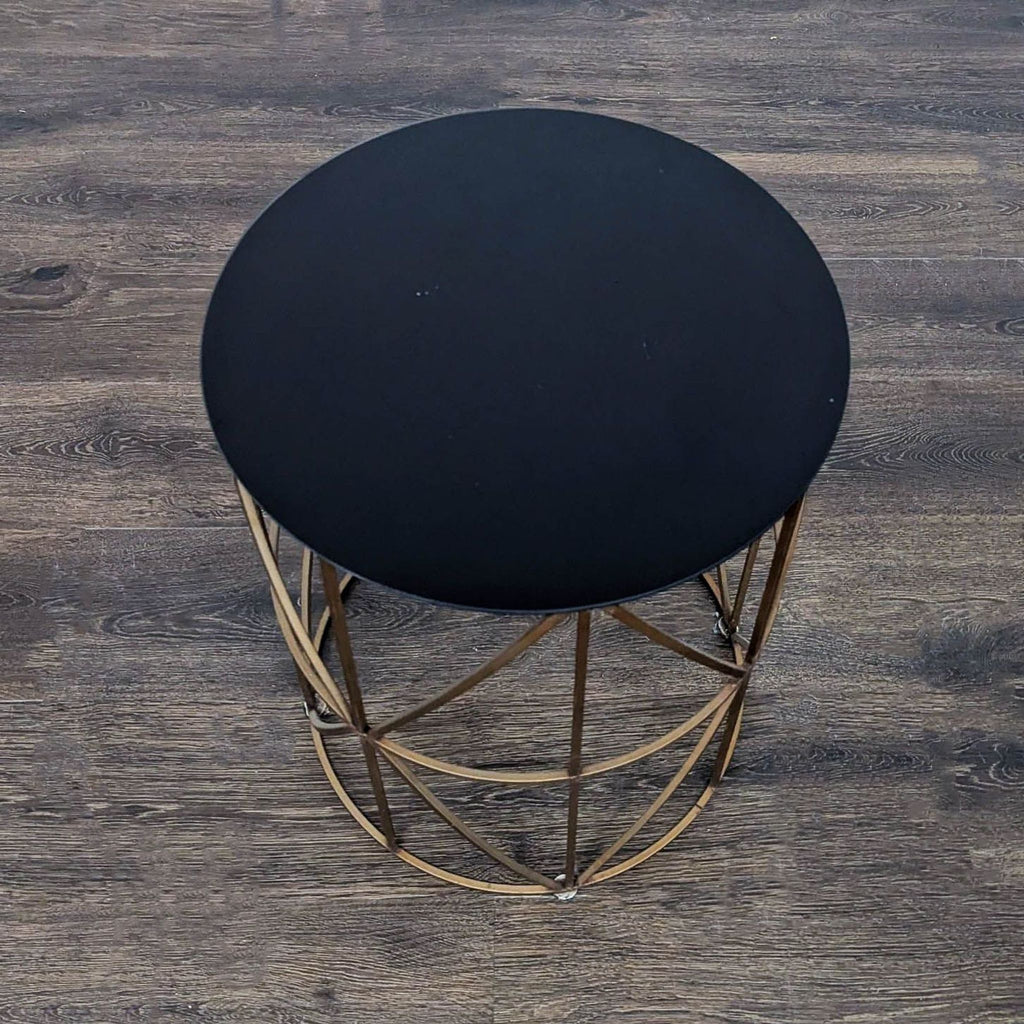 Gold Finish Round Metal Accent Table