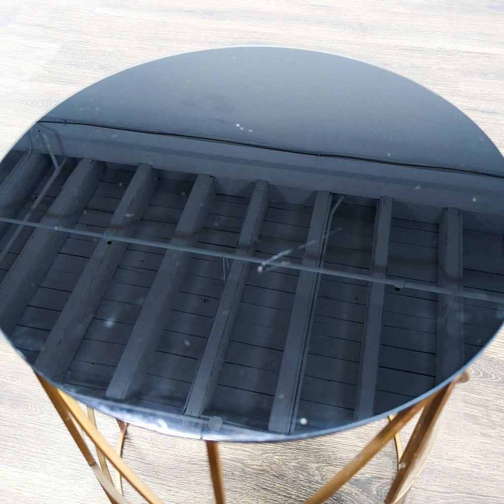 Gold Finish Round Metal Accent Table