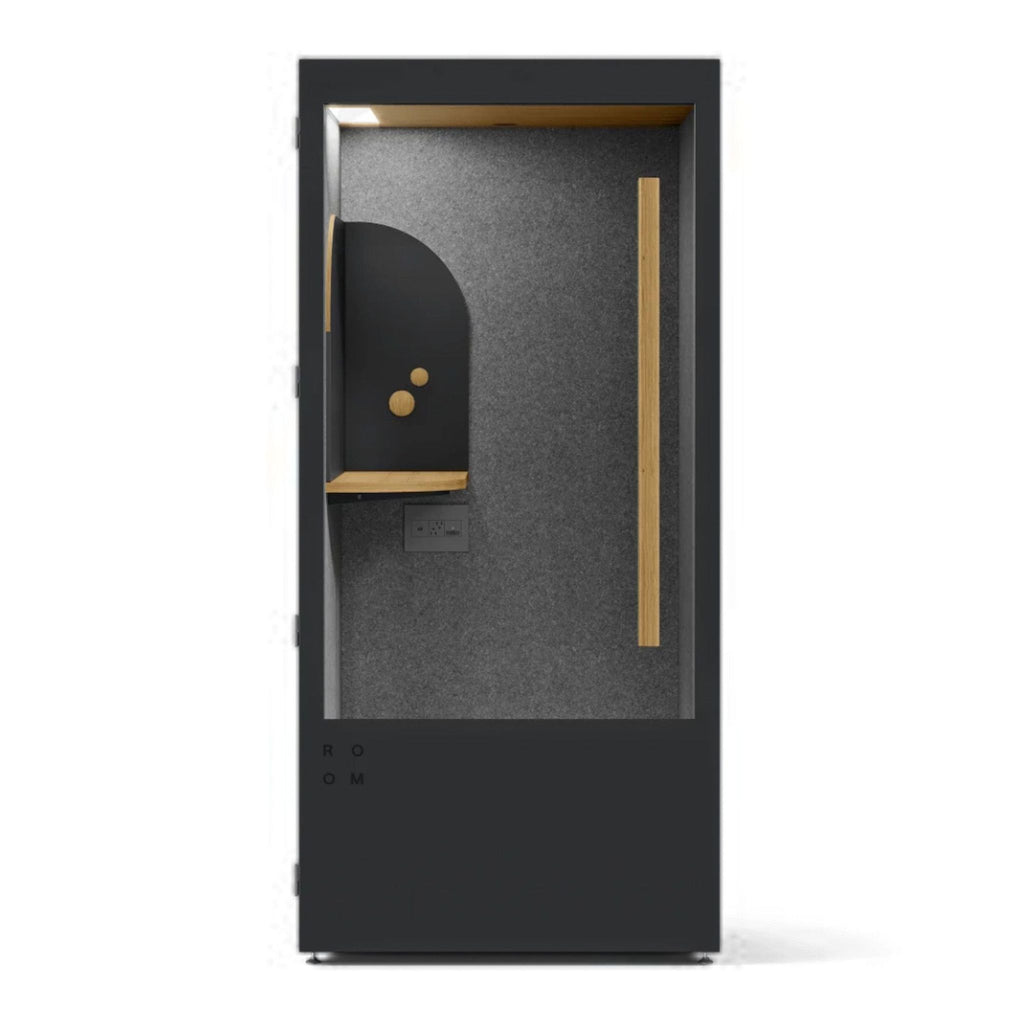 Freestanding acoustic booth by ROOM, fully enclosed for private work or calls in shared or open spaces.