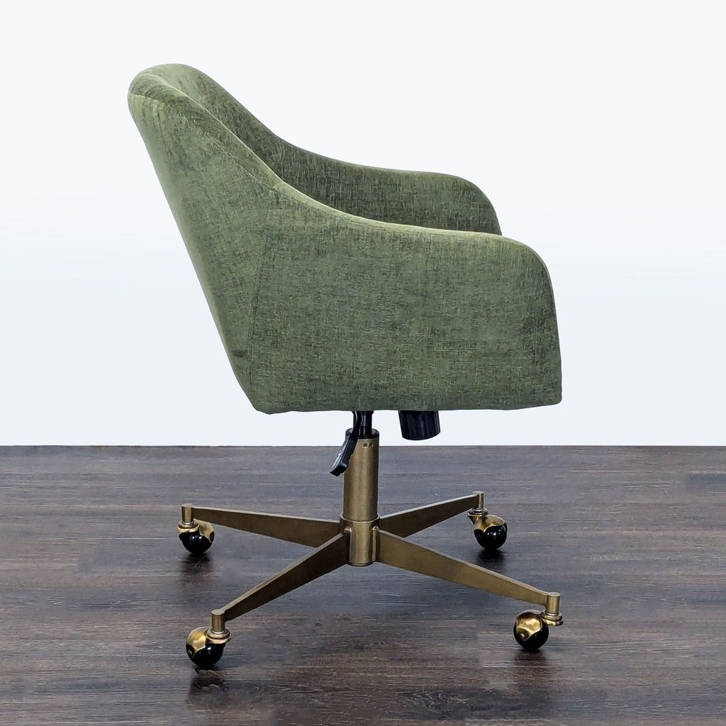 World Market Green Upholstered Office Chair with Brass Base