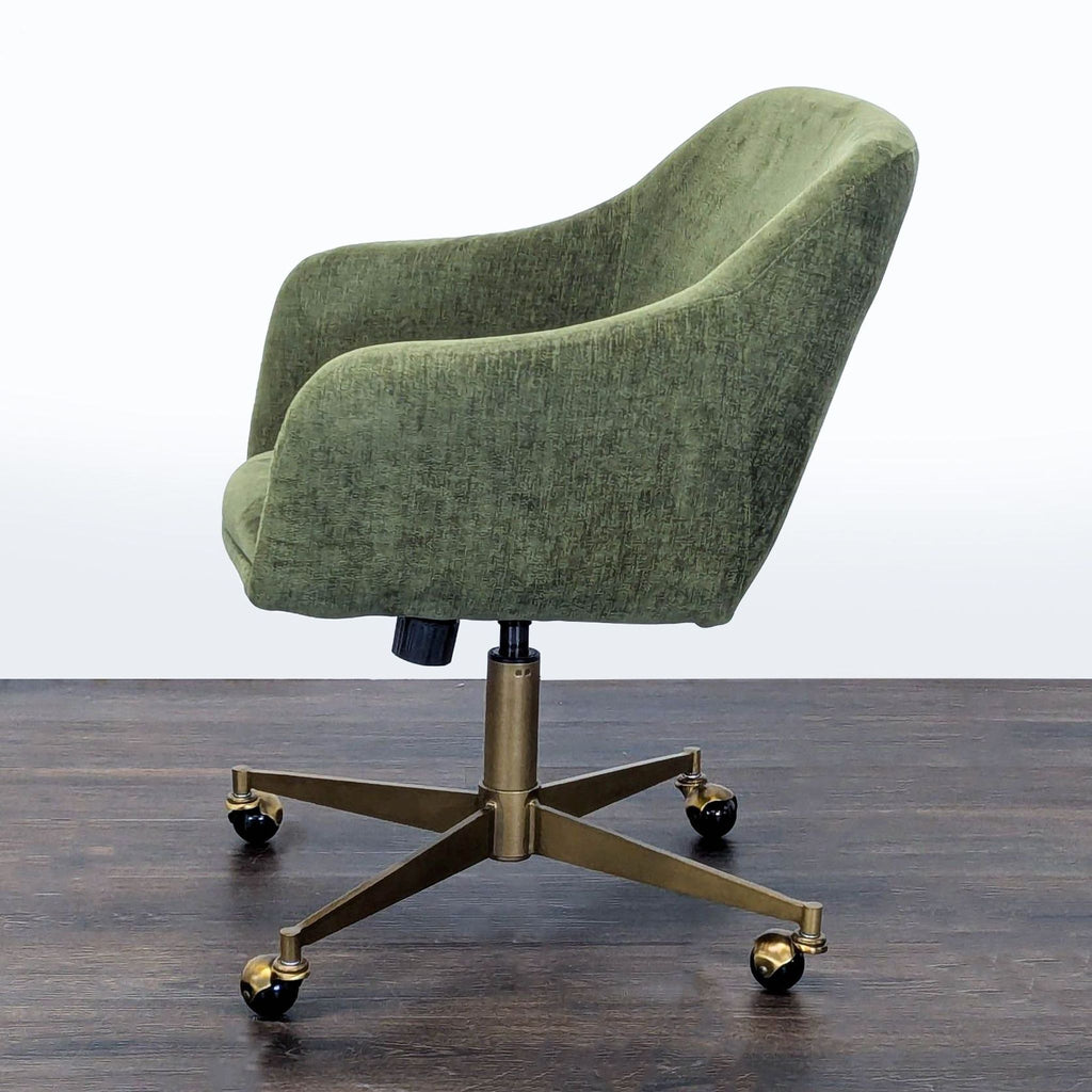 World Market Green Upholstered Office Chair with Brass Base