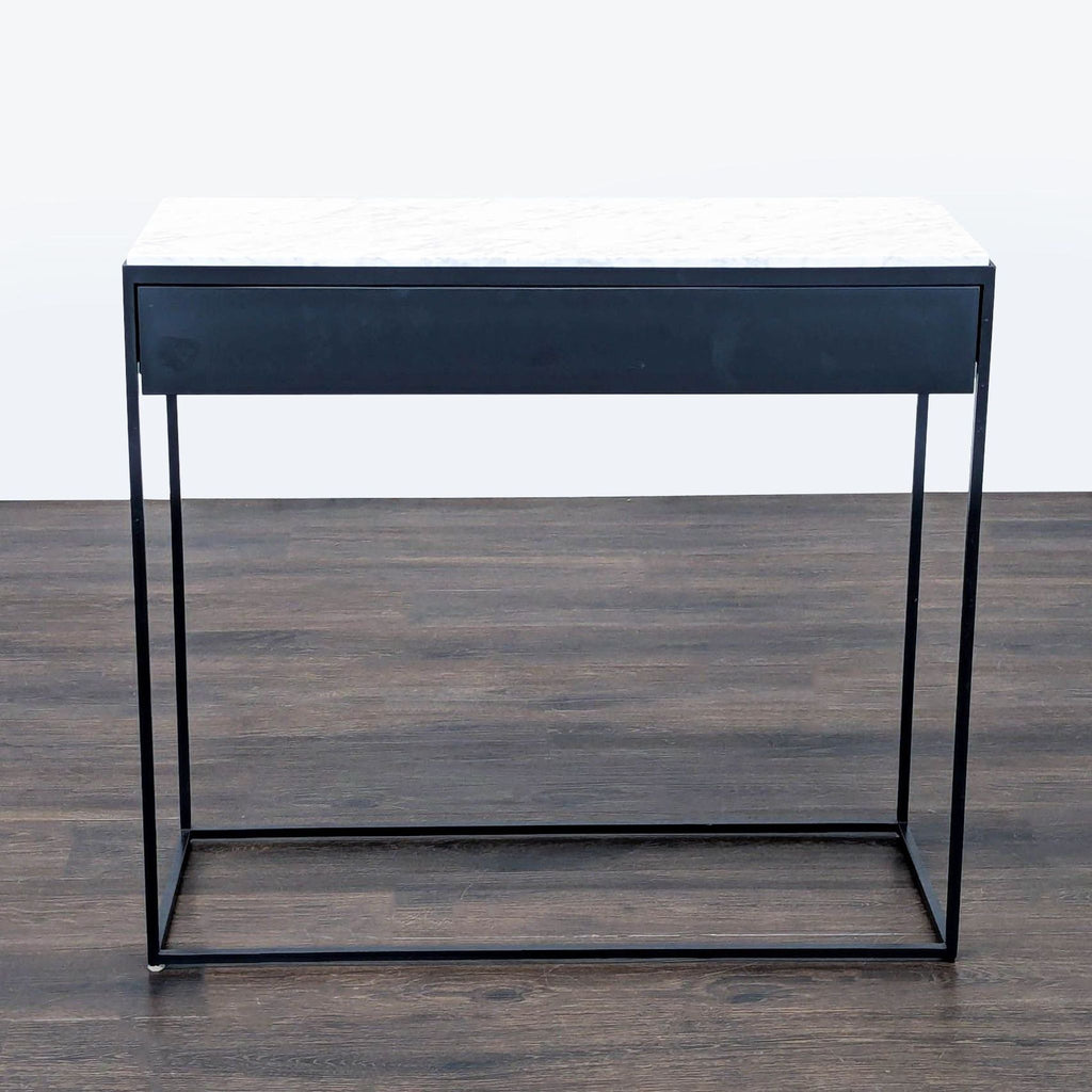 Powder coated steel side table base by Blu Dot, shown as a modern console form.