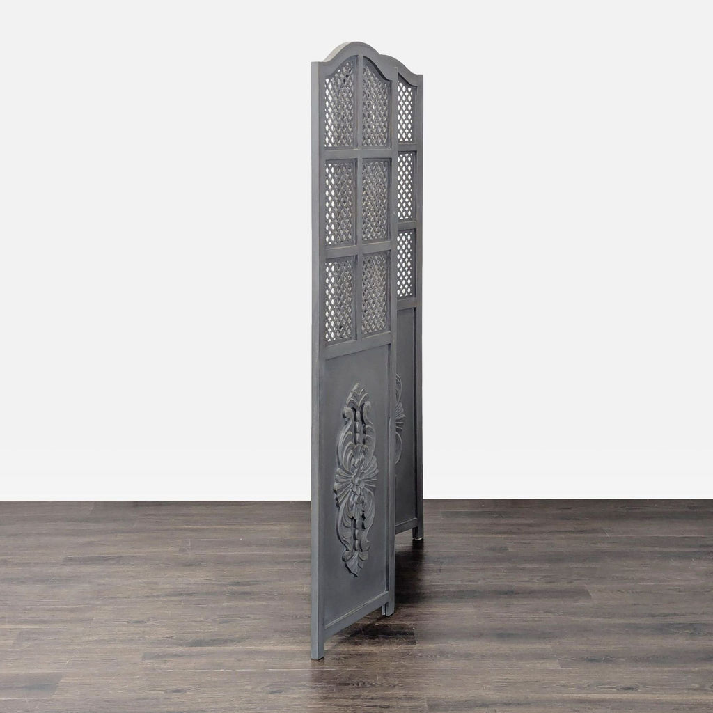 Three Panel Wood Folding Screen