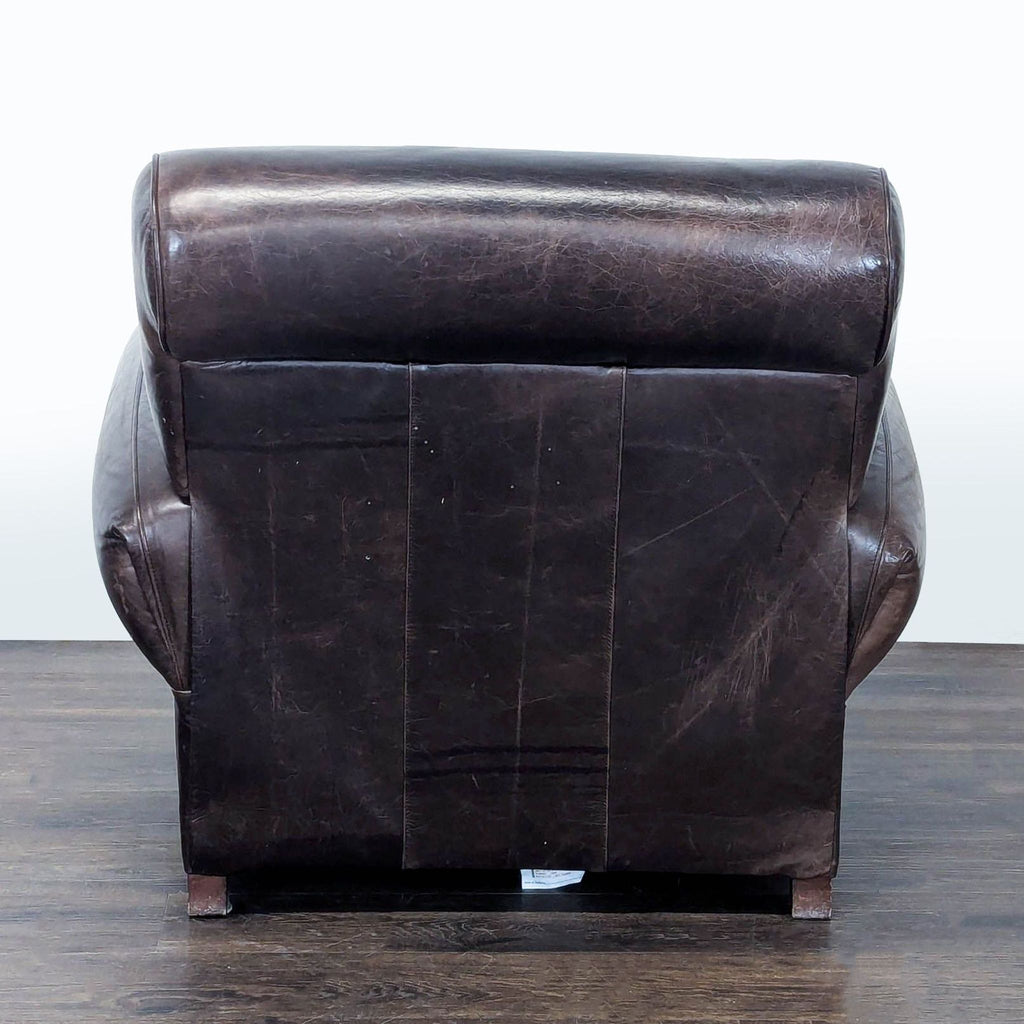 Pottery Barn Manhattan Roll Arm Brown Leather Recliner Lounge Chair