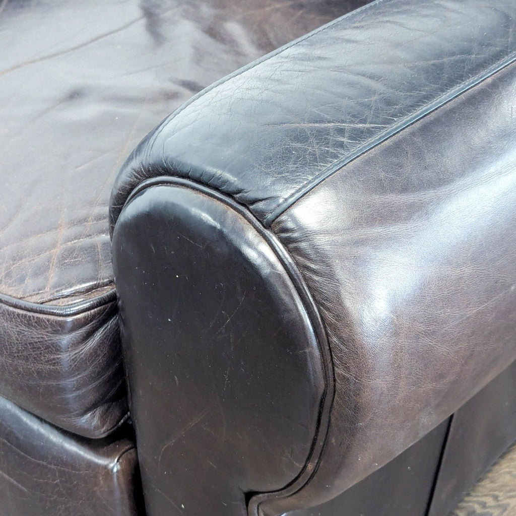 Pottery Barn Manhattan Roll Arm Brown Leather Recliner Lounge Chair