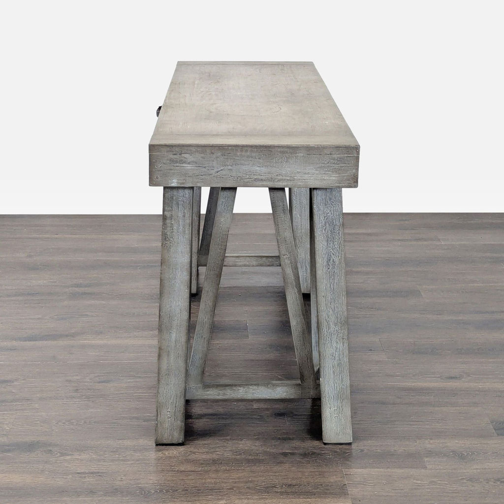 World Market Gray Wooden Desk with Sawhorse Legs
