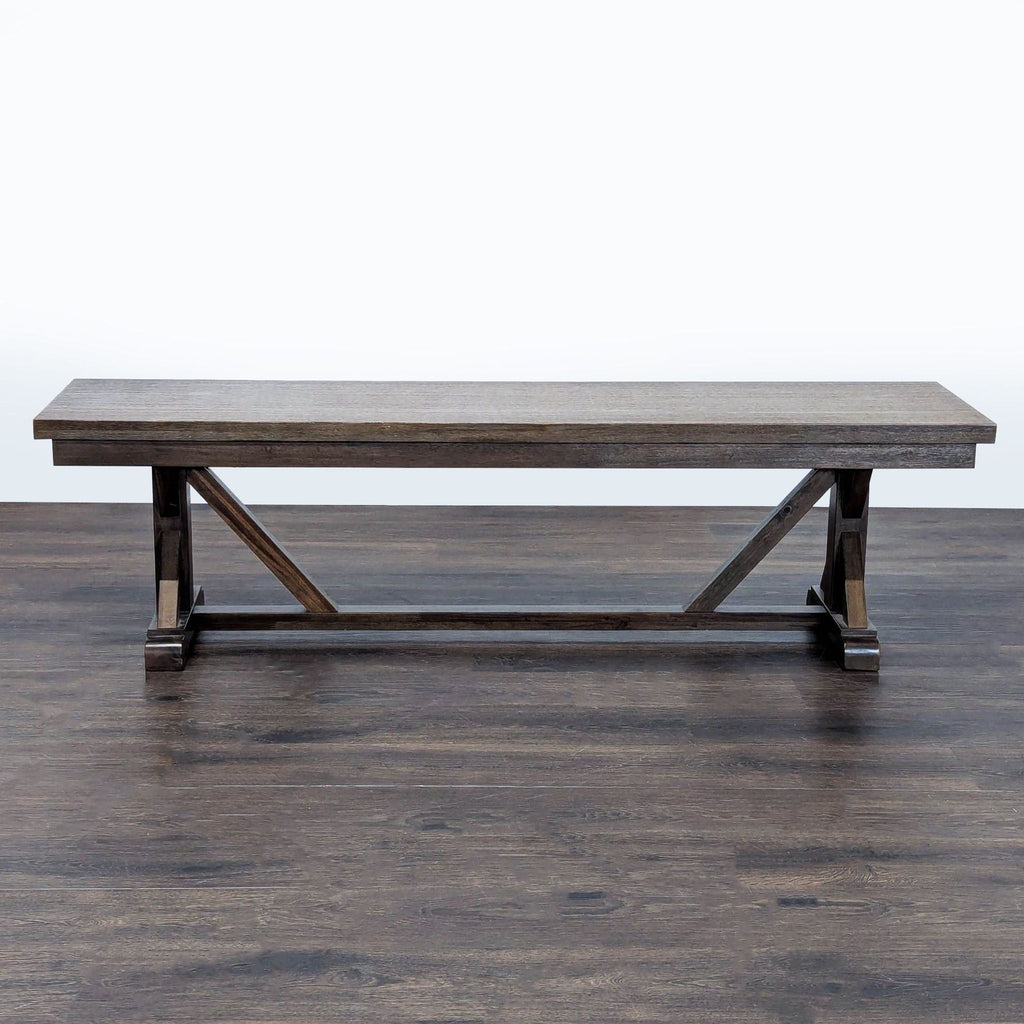 World Market Wood Trestle Bench