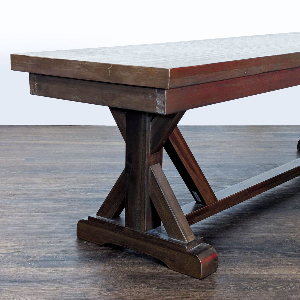 World Market Wood Trestle Bench