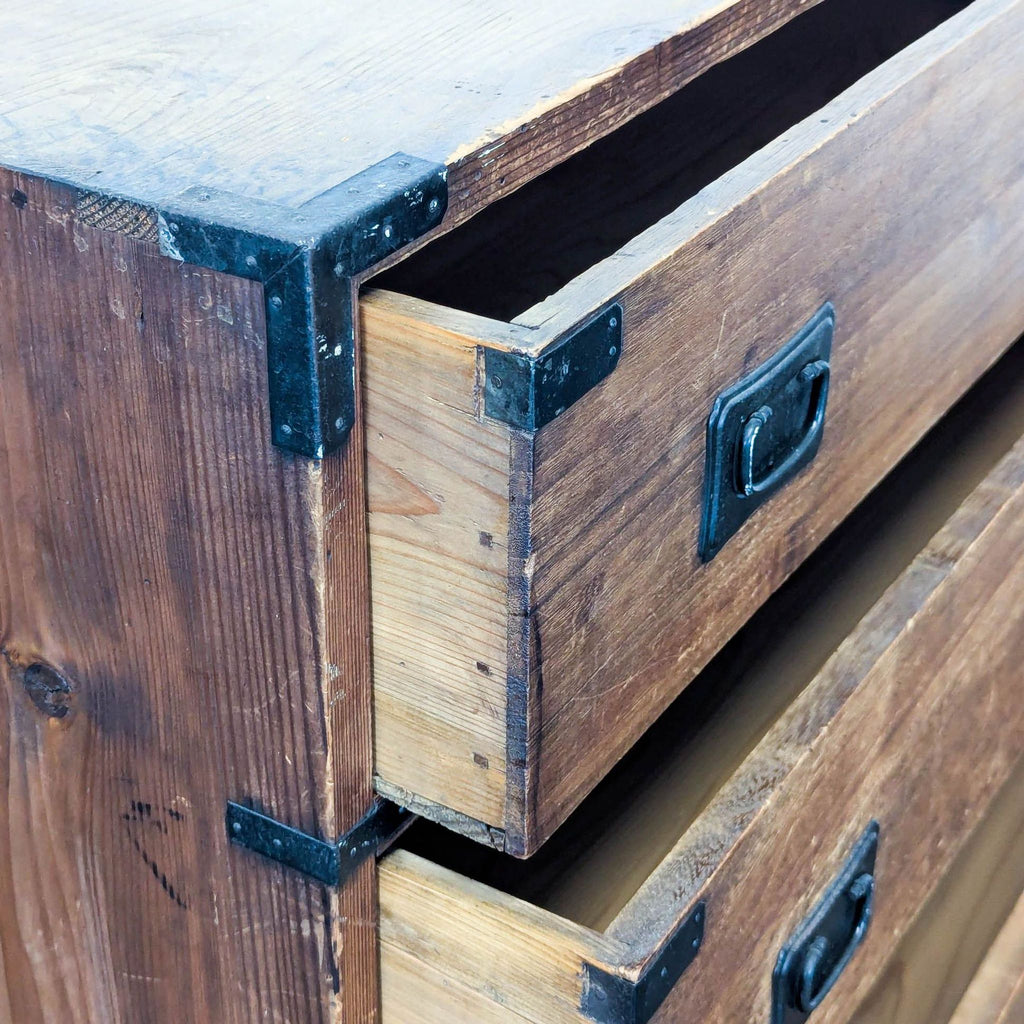 Vintage Wooden Dresser with Five Drawers and Metal Handles