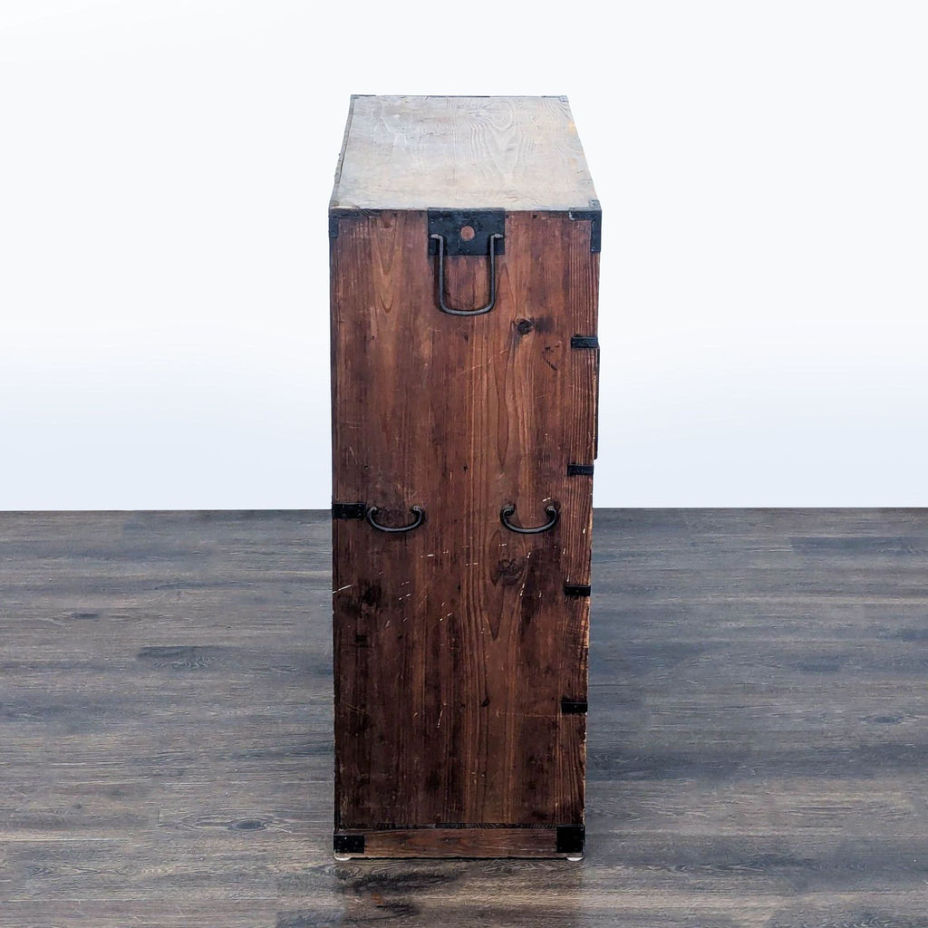 Vintage Wooden Dresser with Five Drawers and Metal Handles