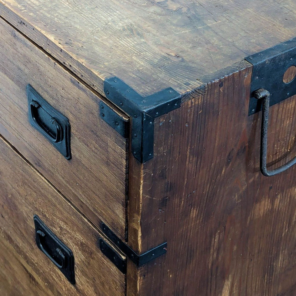 Vintage Wooden Dresser with Five Drawers and Metal Handles