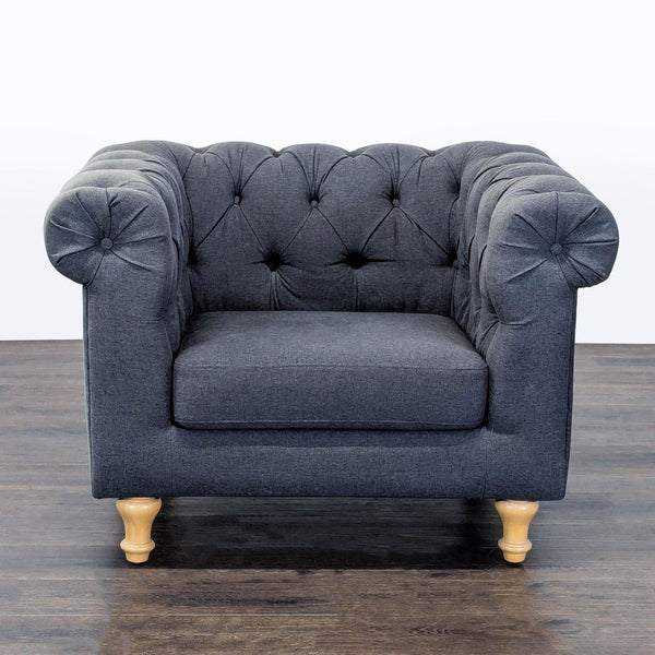 World Market Tufted Dark Gray Lounge Chair with Rolled Arms