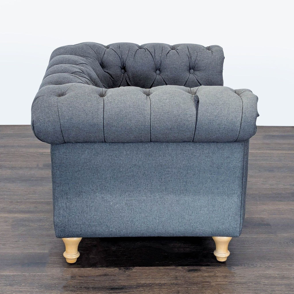 World Market Tufted Dark Gray Lounge Chair with Rolled Arms