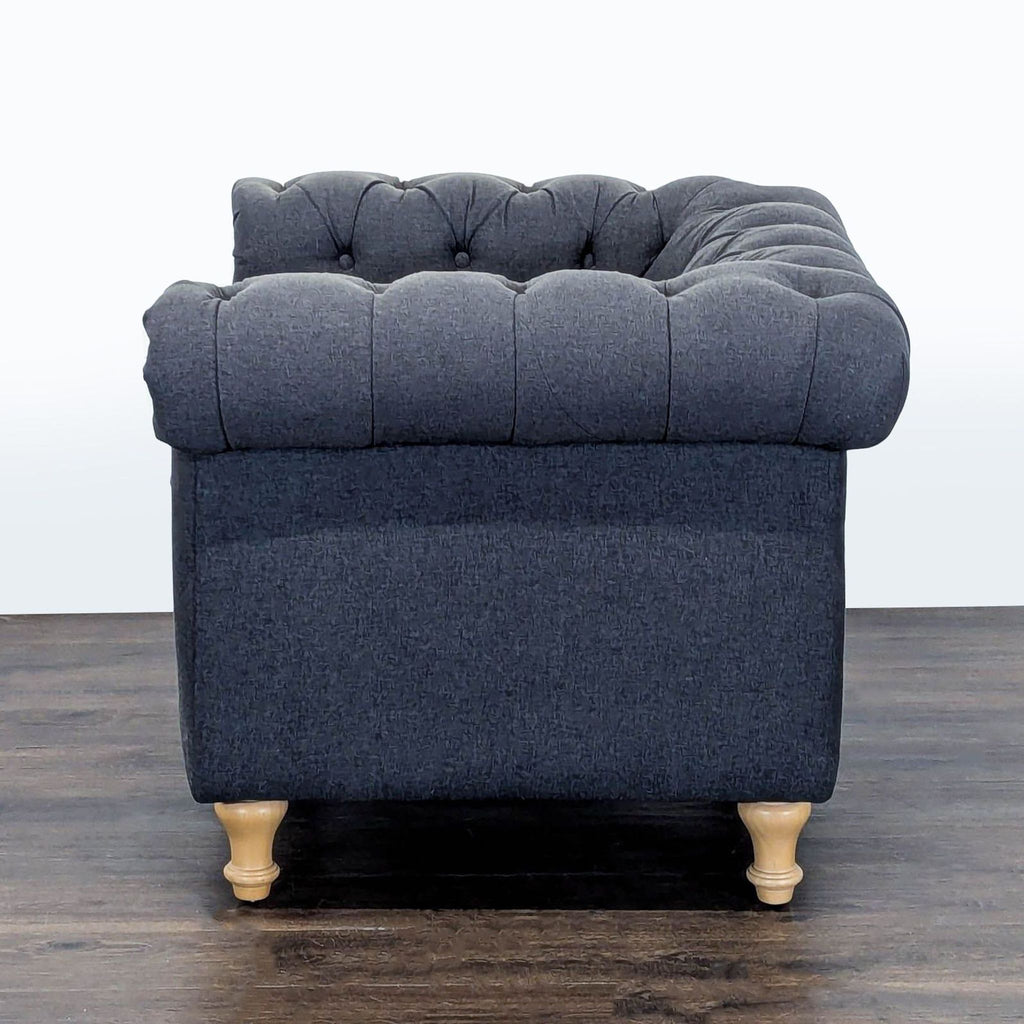 World Market Tufted Dark Gray Lounge Chair with Rolled Arms
