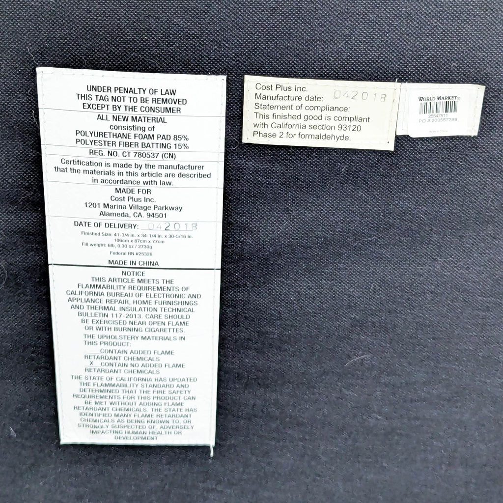 World Market Tufted Dark Gray Lounge Chair with Rolled Arms