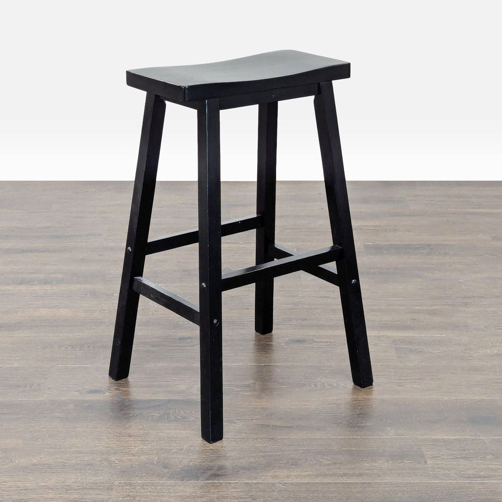 Wooden Saddle Counter Stool with Footrest