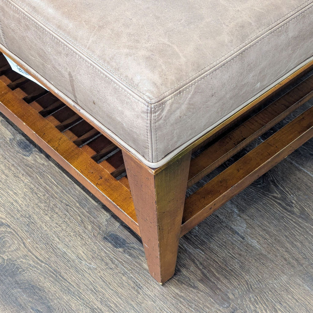 Compact slatted shelf bench designed for seating or storage, ideal for modern interiors.