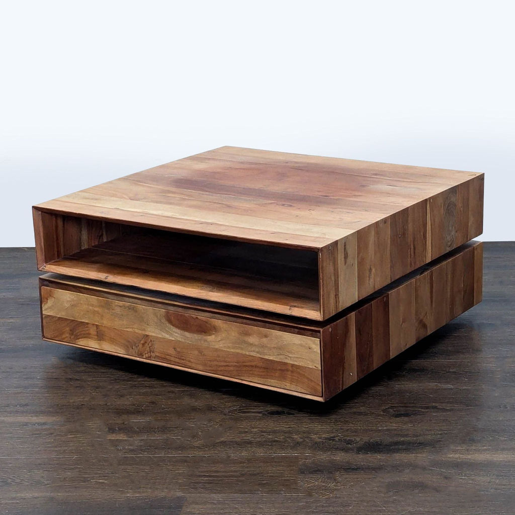 CB2 Spin Rotating Coffee Table with Two Drawers