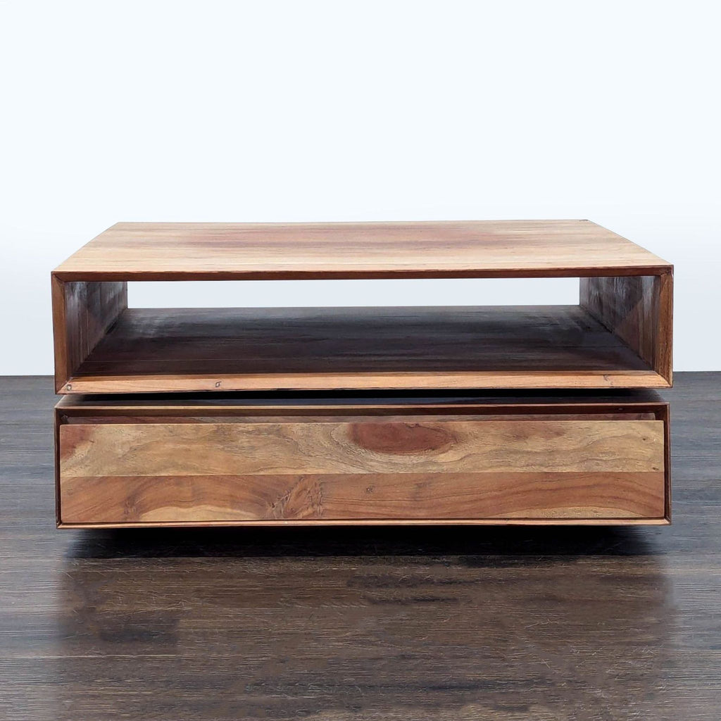 CB2 Spin Rotating Coffee Table with Two Drawers