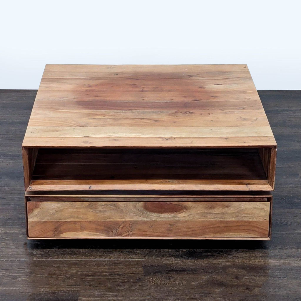 CB2 Spin Rotating Coffee Table with Two Drawers