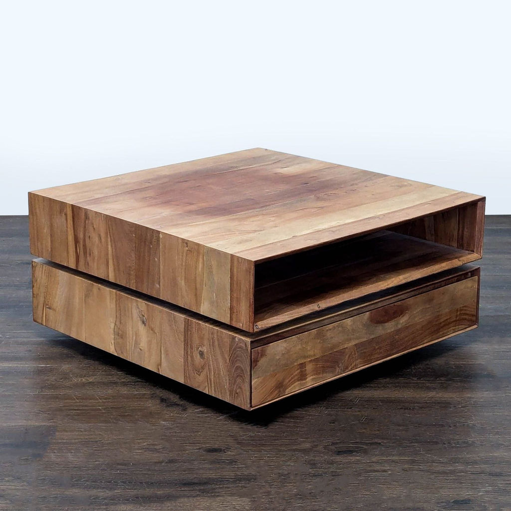 CB2 Spin Rotating Coffee Table with Two Drawers