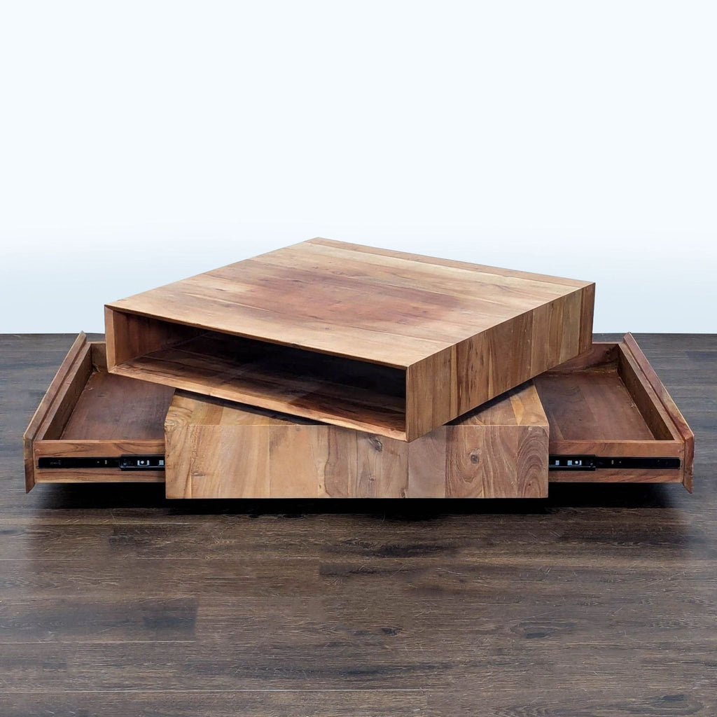 CB2 Spin Rotating Coffee Table with Two Drawers