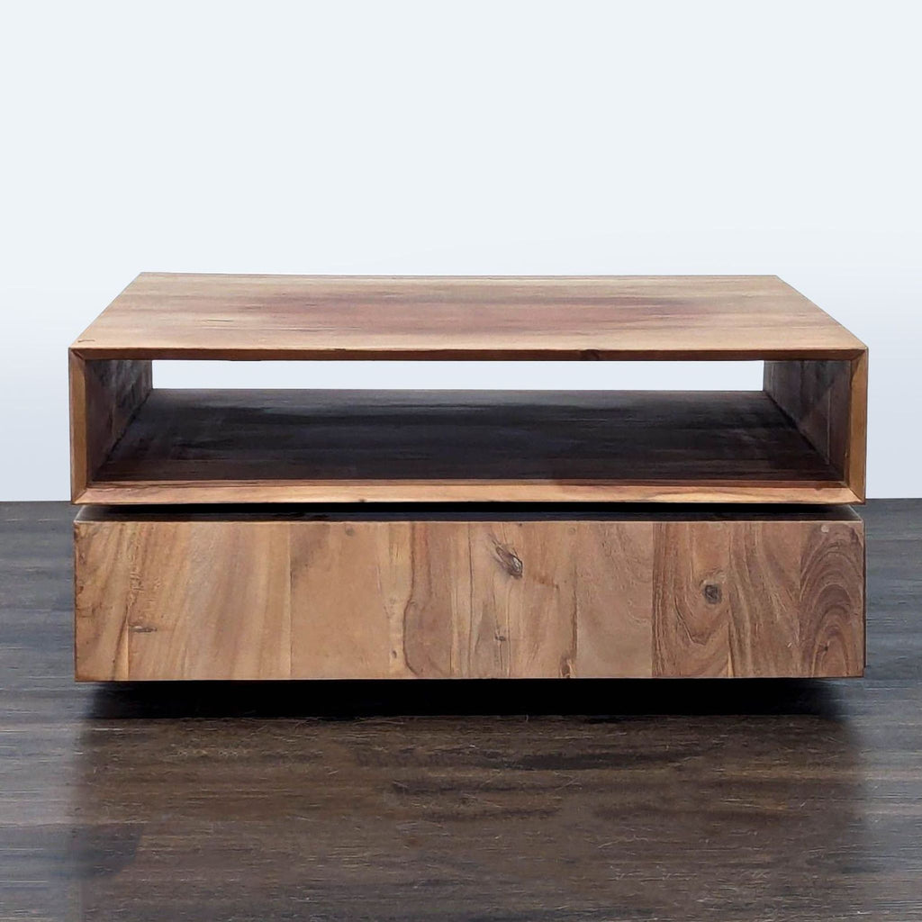CB2 Spin Rotating Coffee Table with Two Drawers