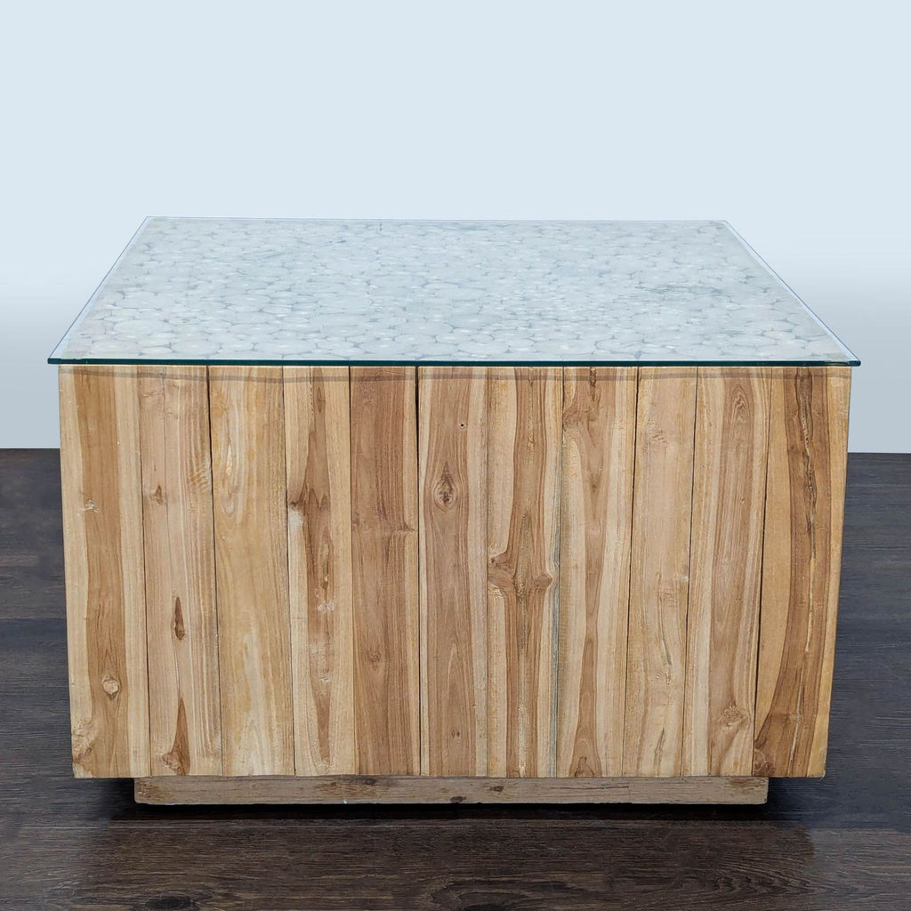 Wood Coffee Table with Glass Top