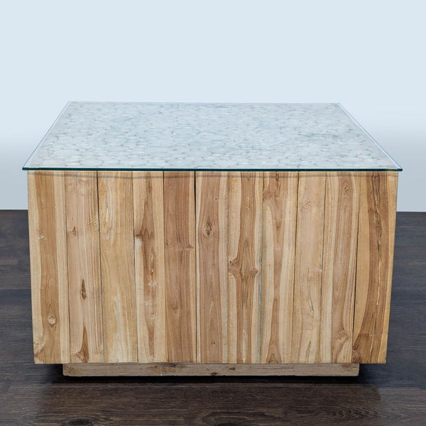 Wood Coffee Table with Glass Top