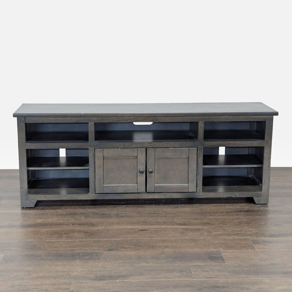 Nine-shelf entertainment center by Progressive Furniture with two cabinet doors, modern design.  