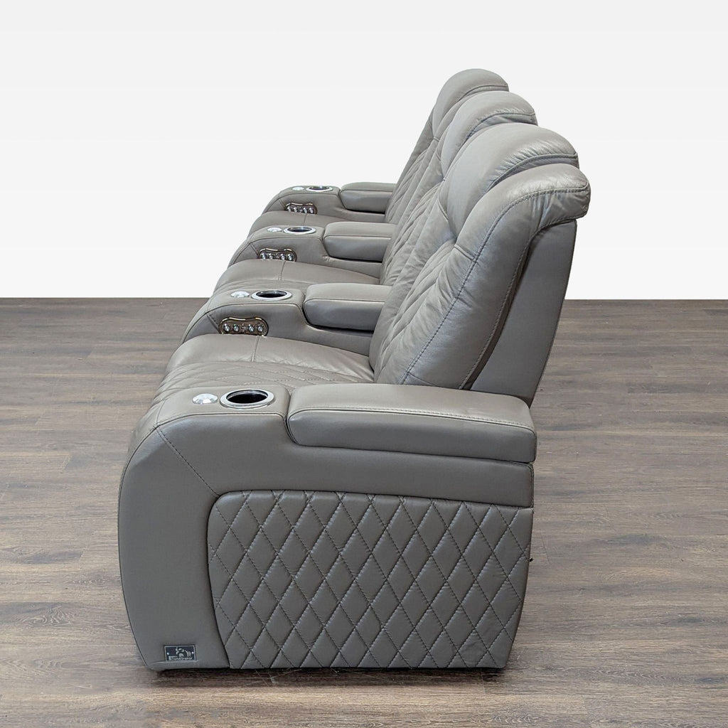 Seatcraft Muse Home Theater Seating Gray Leather, Power Headrest, Power Lumbar, Power Recline.